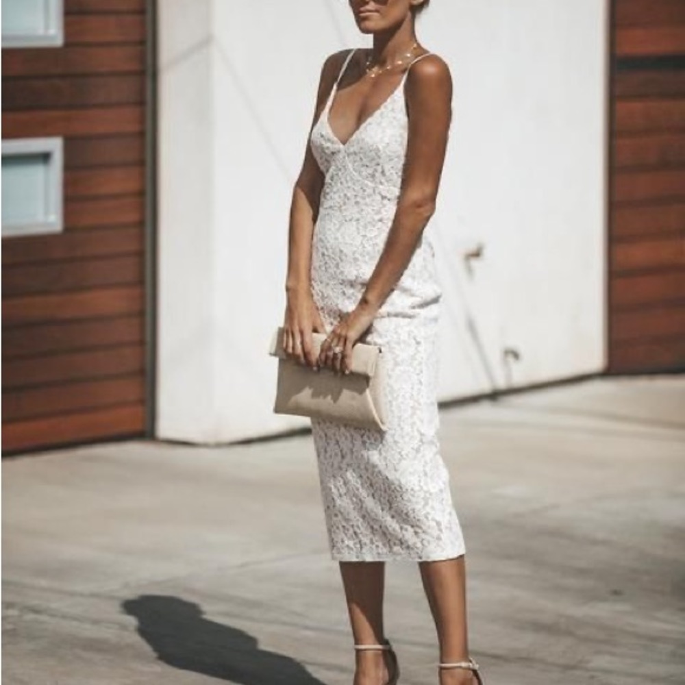 From This Moment Lace Midi Dress